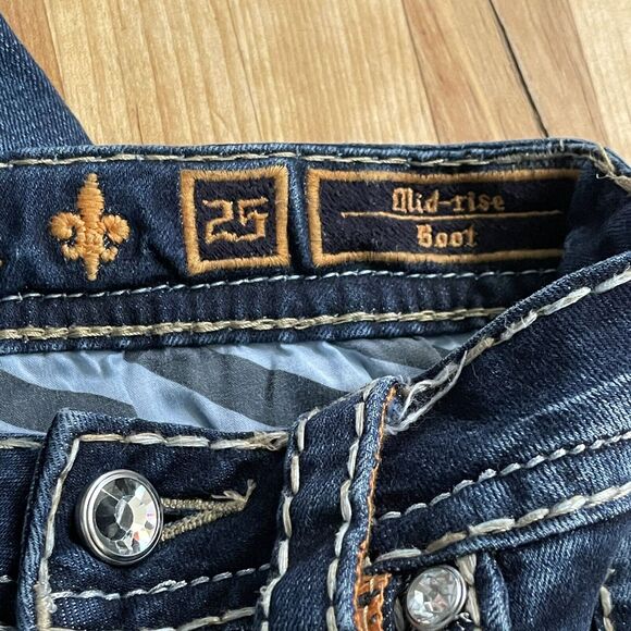 Rock Revival Ferry Jeans Mid-Rise Boot Stretch Rhinestone Pockets Sz 25 EUC - Picture 8 of 16